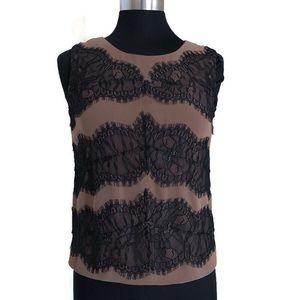 Talbots Chiffon and Lace Sleeveless Blouse